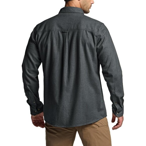 Mens Grey Cotton Flannel Shirt Long Sleeve Brushed Soft Casual Outdoor Plaid - Picture 9 of 9